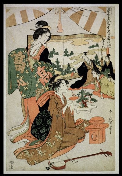 Scene 1, Comparison of celebrated beauties and the loyal league by Kitagawa Utamaro
